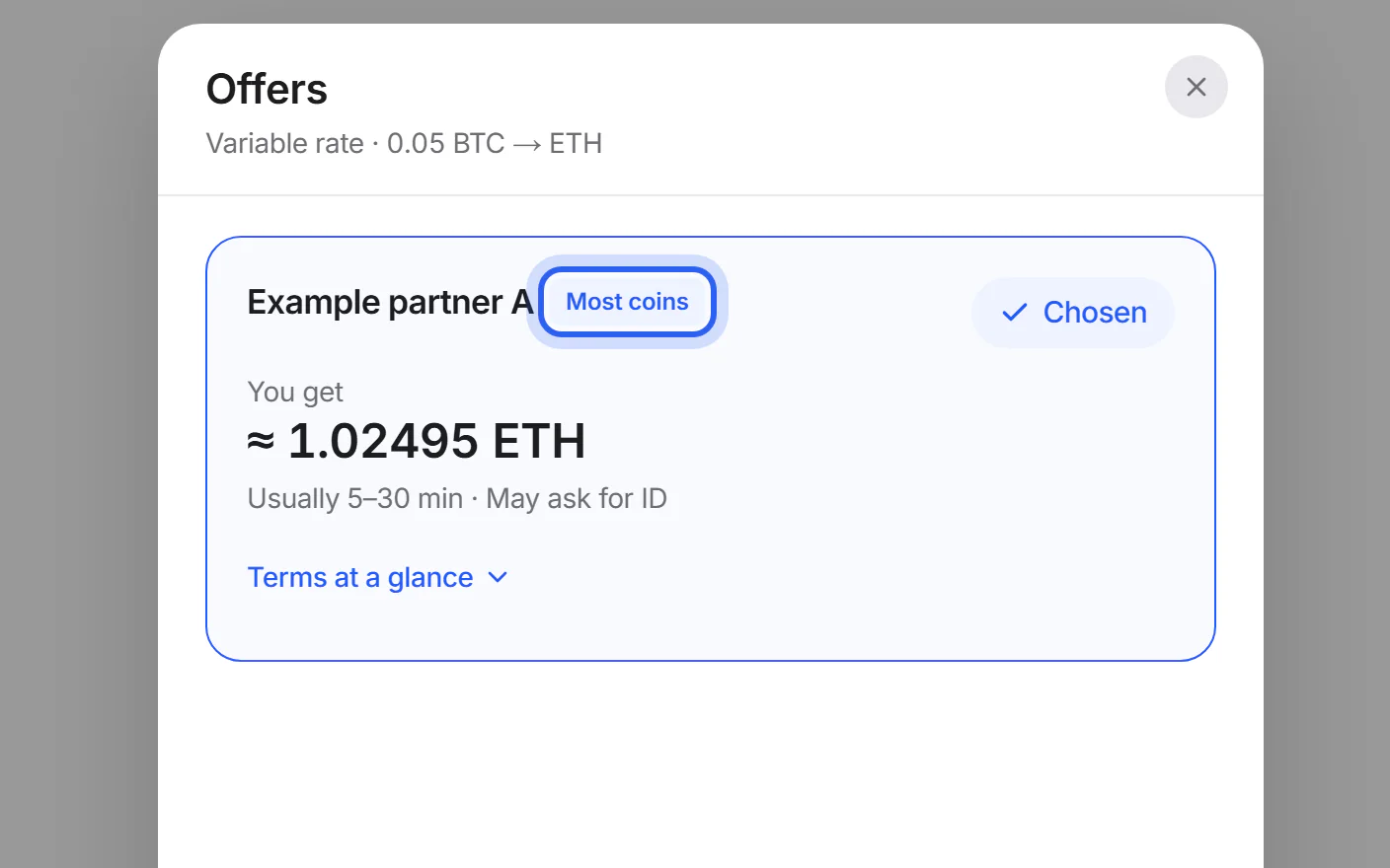 The offer labelled “Most coins” in the “Other offers” list.